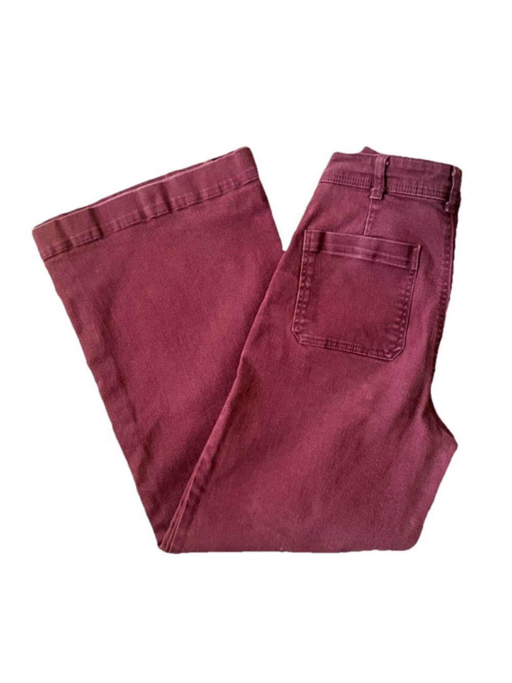 Women’s Farmers Market burgundy wide leg jeans. Size 10